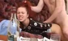 Бухой отчим, влил в глотку девочке водяру и повалил на диван, дабы сорвать с неё трусики и лицезреть на обнаженное сопливое тело