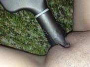 Пластмассовая массажка, для расчёсывания волос, рельефная ручка которой вся в слюнях вставленная в пипиську